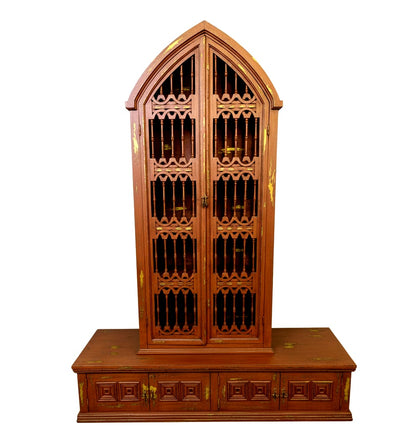 Magnífico juego de estantería de estilo gótico de madera maciza tallada a mano.