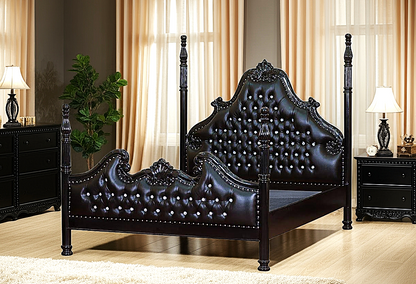 Zaraa Hand Carved Solid Wooden Tufted Bed