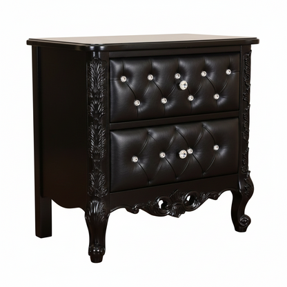 Zaraa™ Hand-Carved Solid Wood Tufted Nightstand