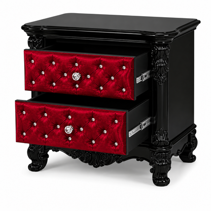 Zaraa™ Hand-Carved Solid Wood Tufted Nightstand