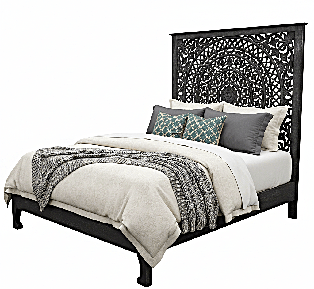 Alamid Hand carved Indian Bed – handcrafted solid wood furniture