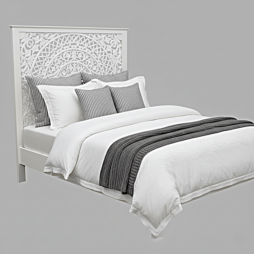 Alamid Hand carved Indian Bed – handcrafted solid wood furniture