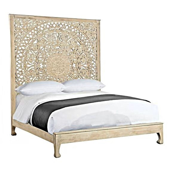 Alamid Hand carved Indian Bed by Hibashi Furniture – handcrafted solid wood furniture made in India