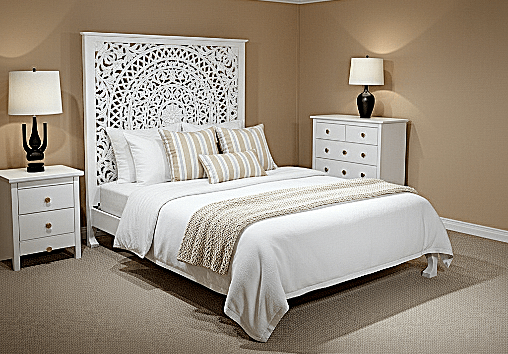 Alamid Hand carved Indian Bed – handcrafted solid wood furniture