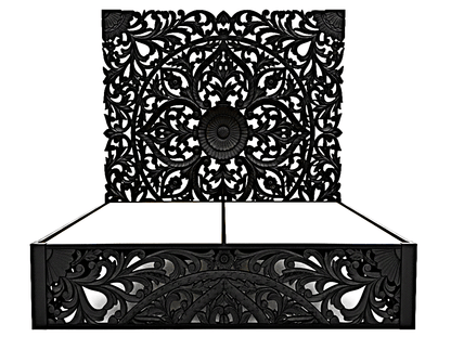 Amani Hand Carved Indian Solid wooden bed frame White – handcrafted solid wood furniture