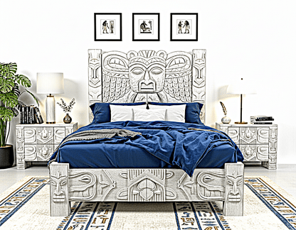 Ancestral Totem Hand - Carved Solid Wooden Gothic Platform Bed - HF Commercial Furniture
