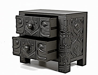Ancestral Totem Hand - Carved Solid Wooden Gothic Platform Bed by Hibashi Furniture – handcrafted solid wood furniture made in India