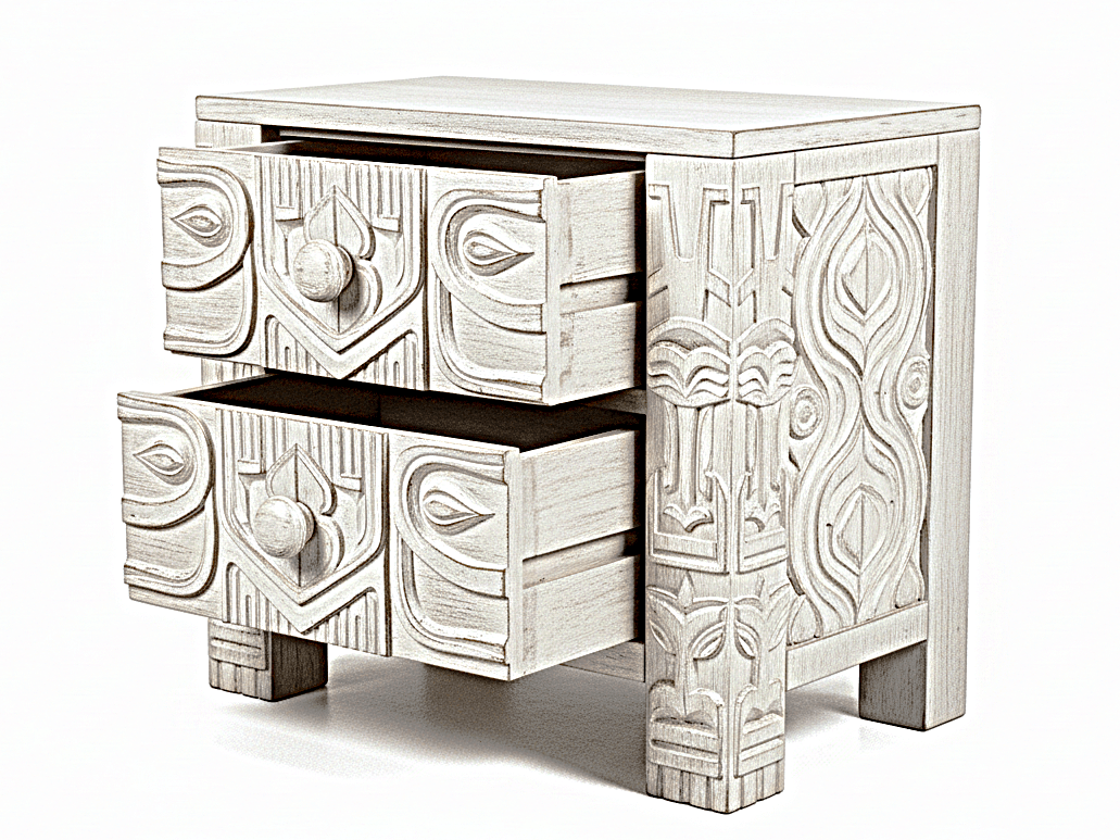 Ancestral Totem Hand - Carved Solid Wooden Gothic Platform Bed by Hibashi Furniture – handcrafted solid wood furniture made in India