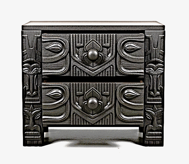 Ancestral Totem Hand - Carved Solid Wooden Gothic Platform Bed by Hibashi Furniture – handcrafted solid wood furniture made in India