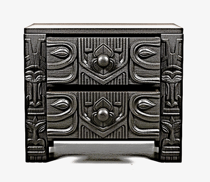Ancestral Totem Hand - Carved Solid Wooden Gothic Platform Bed by Hibashi Furniture – handcrafted solid wood furniture made in India