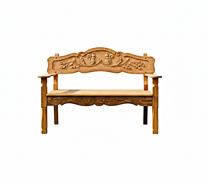 ANILA Hand - Carved Garden Bench – handcrafted solid wood furniture