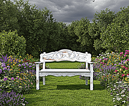 ANILA Hand Carved Garden Bench – handcrafted solid wood furniture