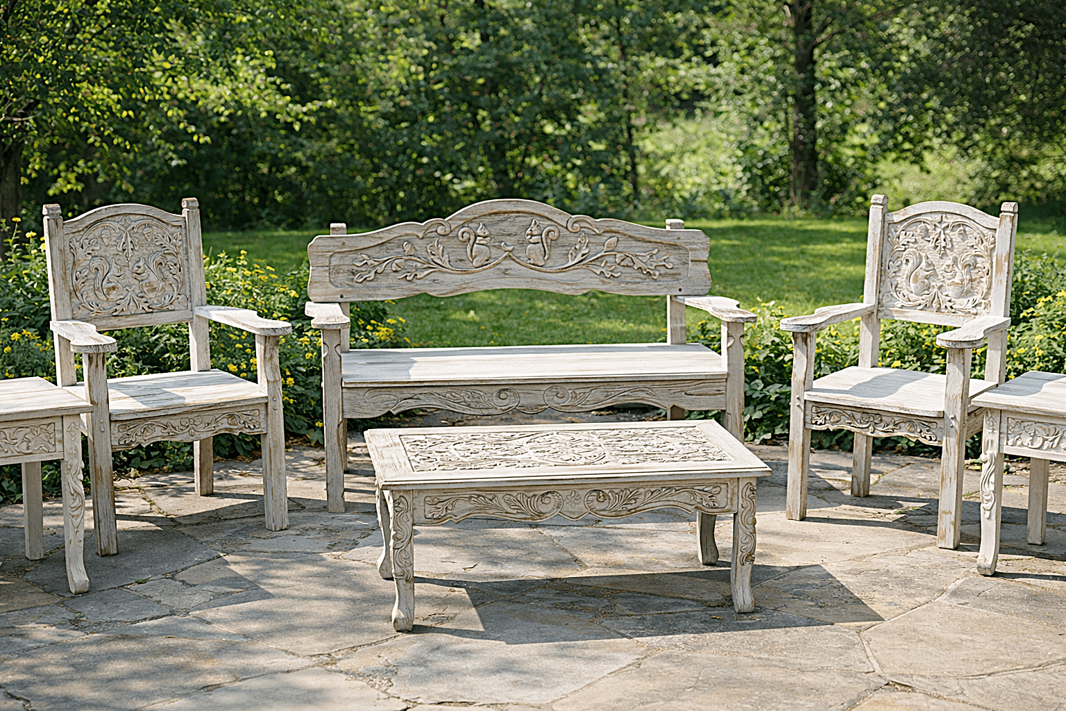 Anila™ Hand - Carved Solid Wood Garden Bench & Seating Collection – handcrafted solid wood furniture