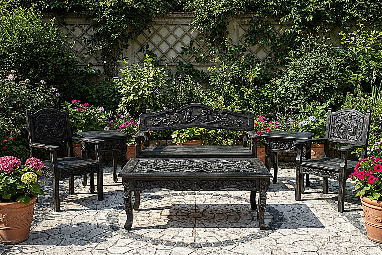 Anila™ Hand - Carved Solid Wood Garden Bench & Seating Collection – handcrafted solid wood furniture