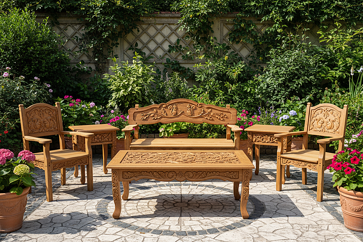 Anila™ Hand - Carved Solid Wood Garden Bench & Seating Collection – handcrafted solid wood furniture