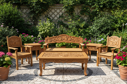 Anila™ Hand - Carved Solid Wood Garden Bench & Seating Collection – handcrafted solid wood furniture