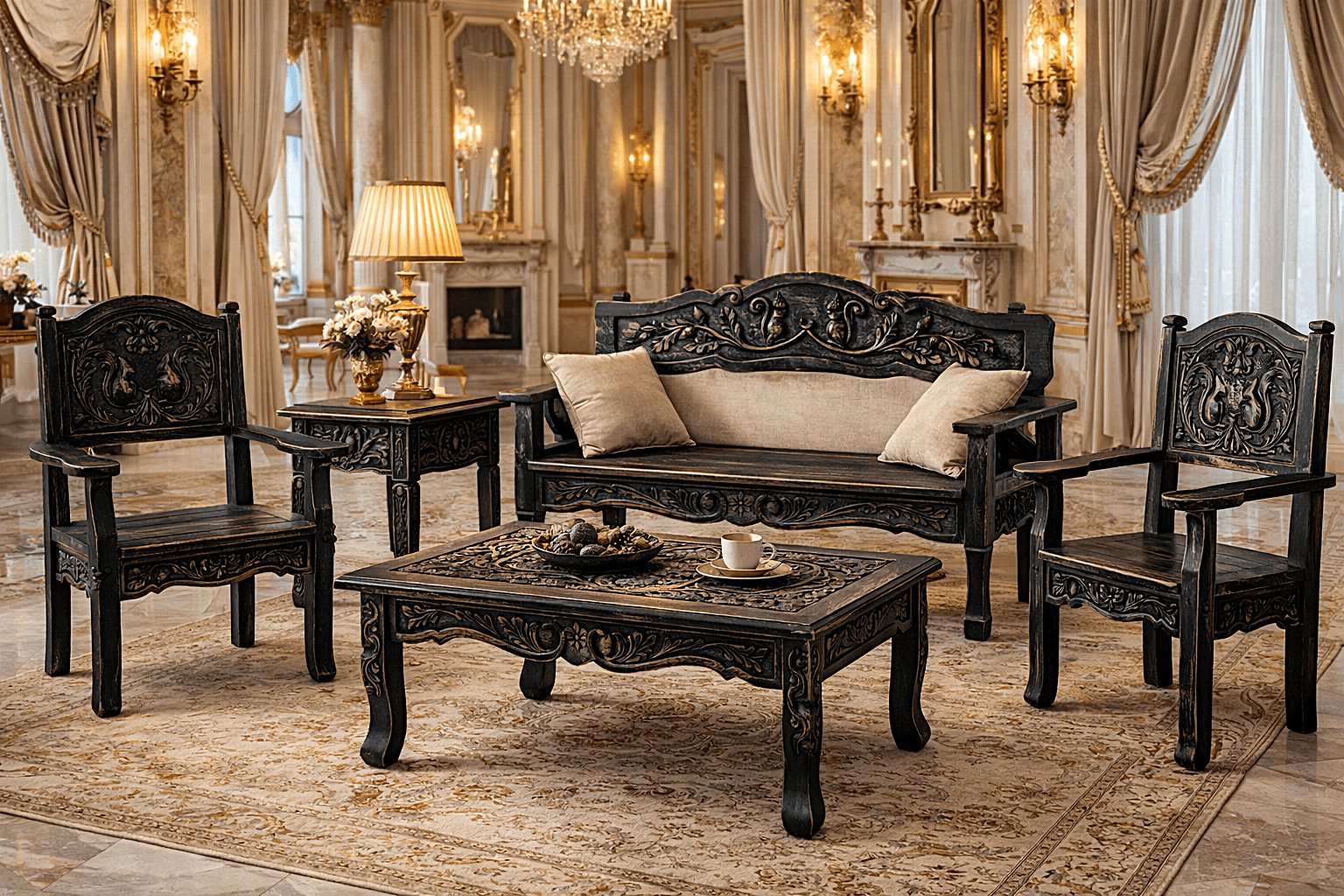 Anila™ Hand - Carved Solid Wood Indoor/Outdoor Bench & Seating Collection – handcrafted solid wood furniture