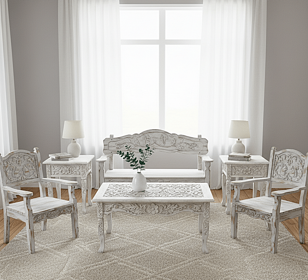 Anila™ Hand - Carved Solid Wood Indoor/Outdoor Bench & Seating Collection – handcrafted solid wood furniture