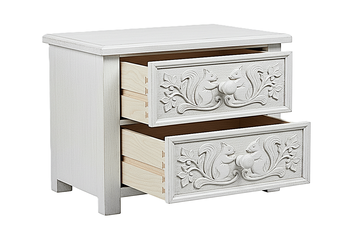 Anila™ Hand - Carved Solid Wood Nightstand – handcrafted solid wood furniture