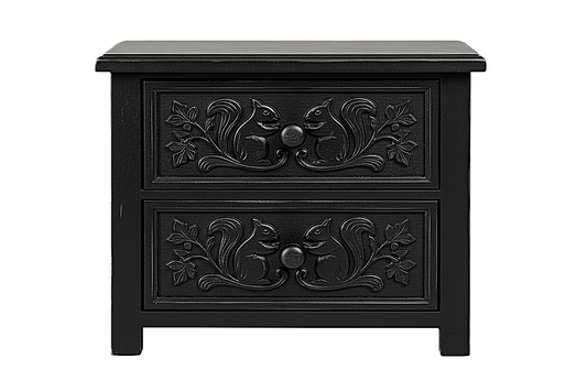 Anila™ Hand - Carved Solid Wood Nightstand – handcrafted solid wood furniture