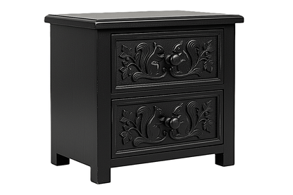 Anila™ Hand - Carved Solid Wood Nightstand – handcrafted solid wood furniture