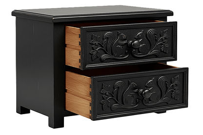 Anila™ Hand - Carved Solid Wood Nightstand – handcrafted solid wood furniture