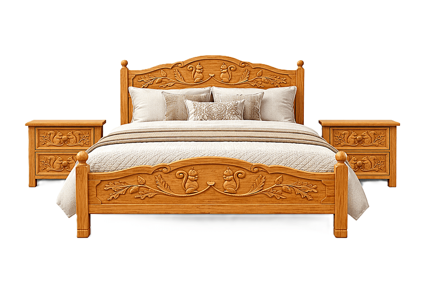Anila™ Hand - Carved Solid Wood Platform Bed & Bedroom Collection – handcrafted solid wood furniture