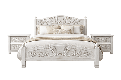 Anila™ Hand - Carved Solid Wood Platform Bed & Bedroom Collection – handcrafted solid wood furniture