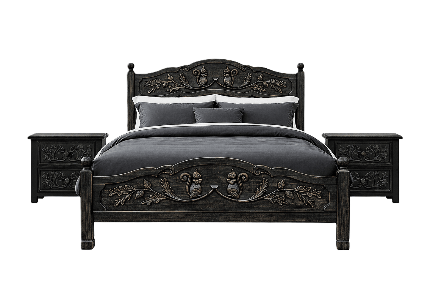 Anila™ Hand - Carved Solid Wood Platform Bed & Bedroom Collection – handcrafted solid wood furniture