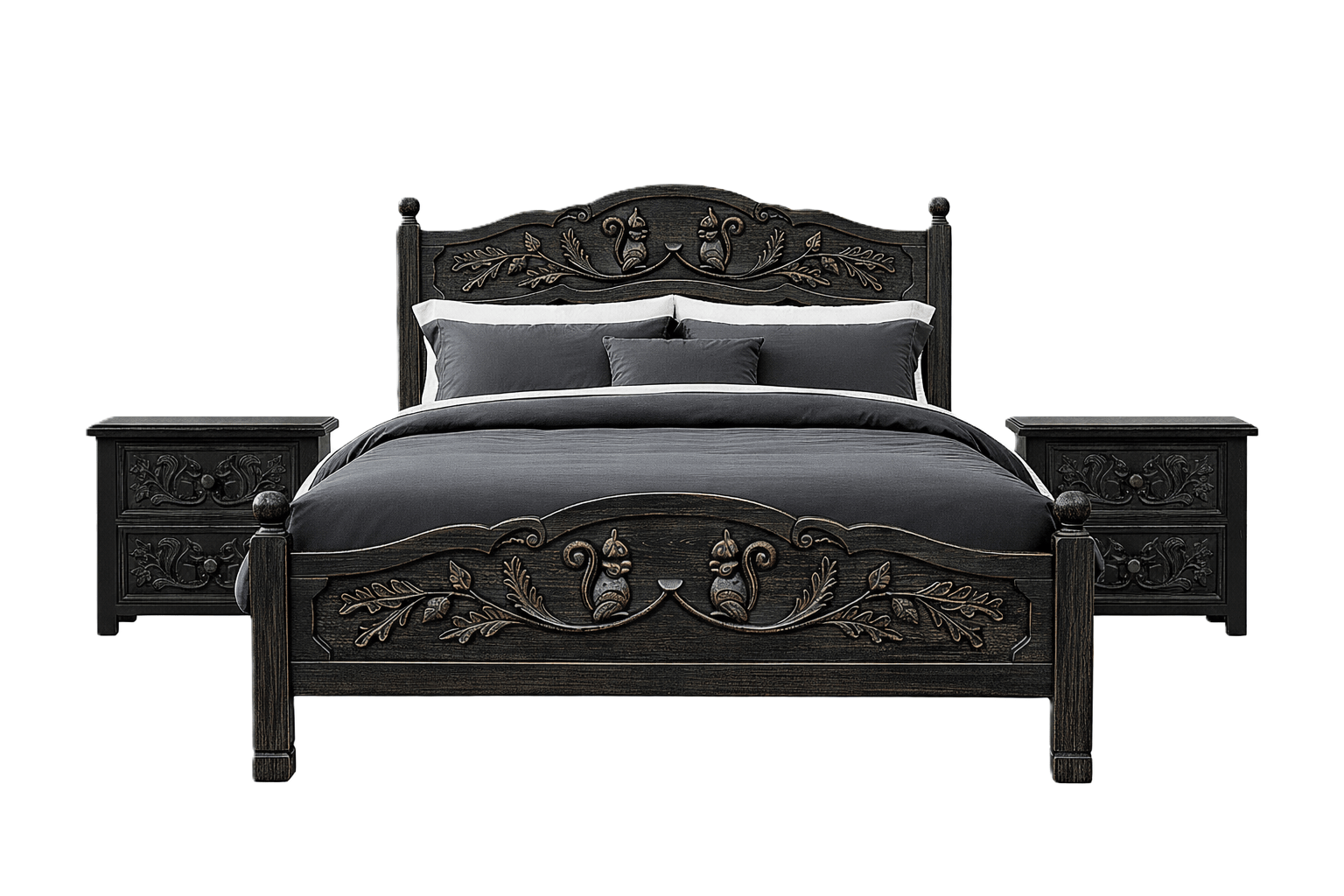 Anila™ Hand - Carved Solid Wood Platform Bed & Bedroom Collection – handcrafted solid wood furniture