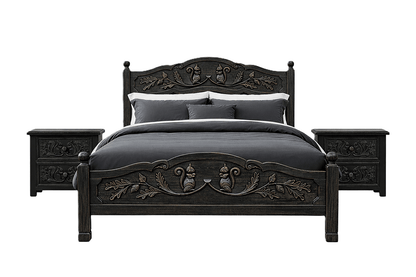 Anila™ Hand - Carved Solid Wood Platform Bed & Bedroom Collection – handcrafted solid wood furniture