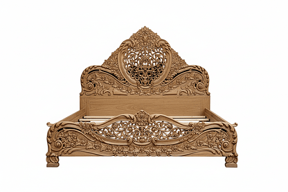 Arangi Hand - Carved Solid Wood Platform Bed – handcrafted solid wood furniture