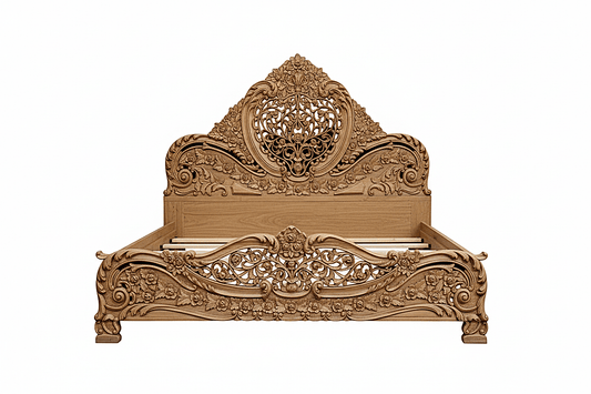 Arangi Hand - Carved Solid Wood Platform Bed – handcrafted solid wood furniture