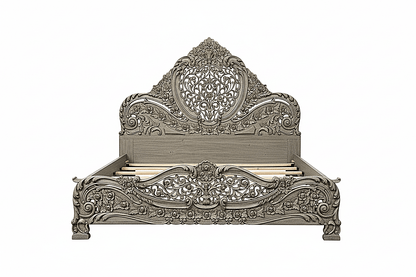 Arangi Hand - Carved Solid Wood Platform Bed – handcrafted solid wood furniture