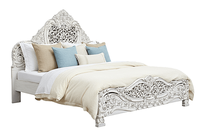 Arangi Hand - Carved Solid Wood Platform Bed – handcrafted solid wood furniture