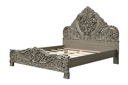 Arangi Hand - Carved Solid Wood Platform Bed – handcrafted solid wood furniture