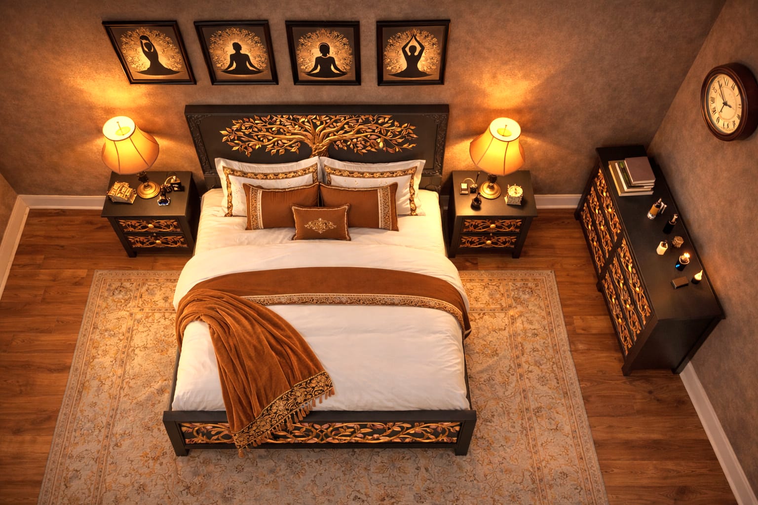 Arbor Vitae Royale™ Hand - Carved Tree of Life Solid Wood Platform Bed / Bed Collection – handcrafted solid wood furniture