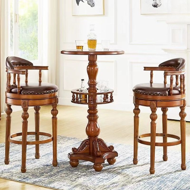 Arrow Solid Wood Round Top Bistro Stool with Foot Pedestal, and – handcrafted solid wood furniture