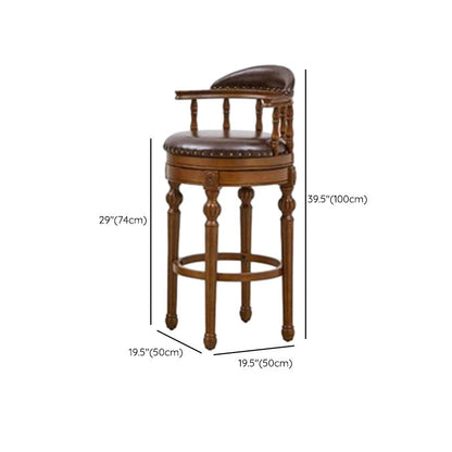 Arrow Solid Wood Round Top Bistro Stool with Foot Pedestal, and Nailhead Embellishment – handcrafted solid wood furniture