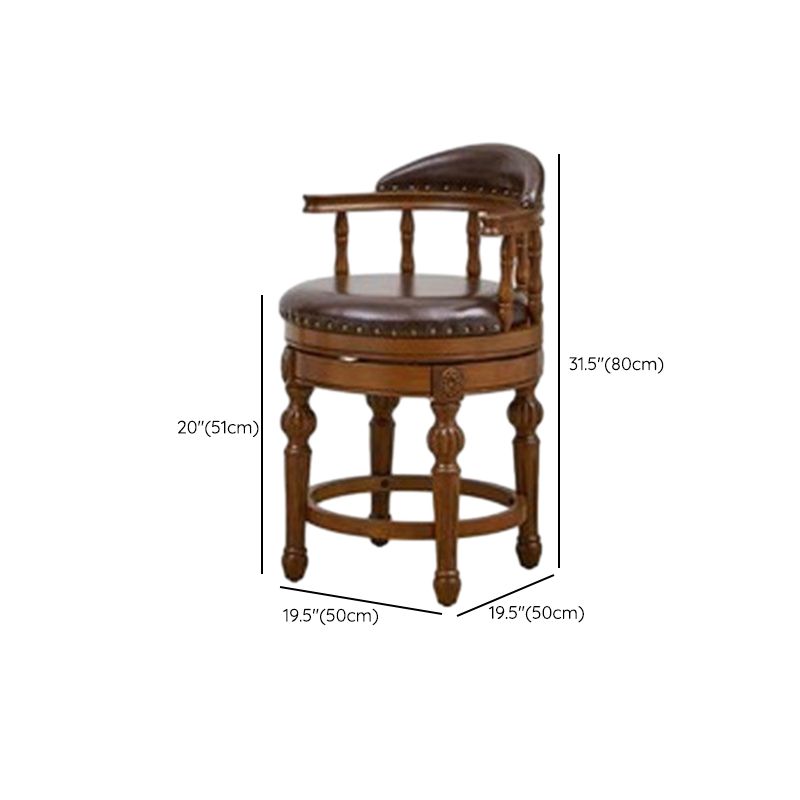 Arrow Solid Wood Round Top Bistro Stool with Foot Pedestal, and Nailhead Embellishment – handcrafted solid wood furniture