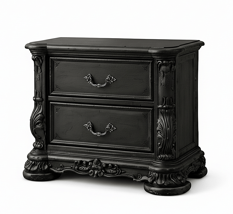 Aurelian Crest™ Hand - Carved Solid Wood Nightstand – handcrafted solid wood furniture