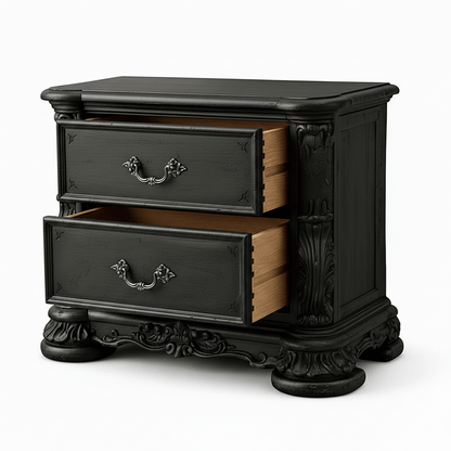 Aurelian Crest™ Hand - Carved Solid Wood Nightstand – handcrafted solid wood furniture