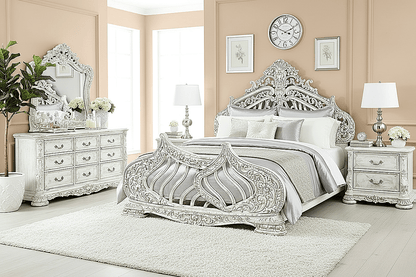 Aurelian Crest™ Hand - Carved Solid Wood Platform Bed & Bedroom Collection – handcrafted solid wood furniture