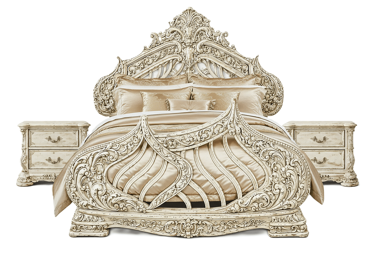 Aurelian Crest™ Hand - Carved Solid Wood Platform Bed & Bedroom Collection – handcrafted solid wood furniture