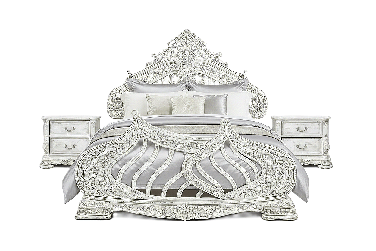 Aurelian Crest™ Hand - Carved Solid Wood Platform Bed & Bedroom Collection – handcrafted solid wood furniture