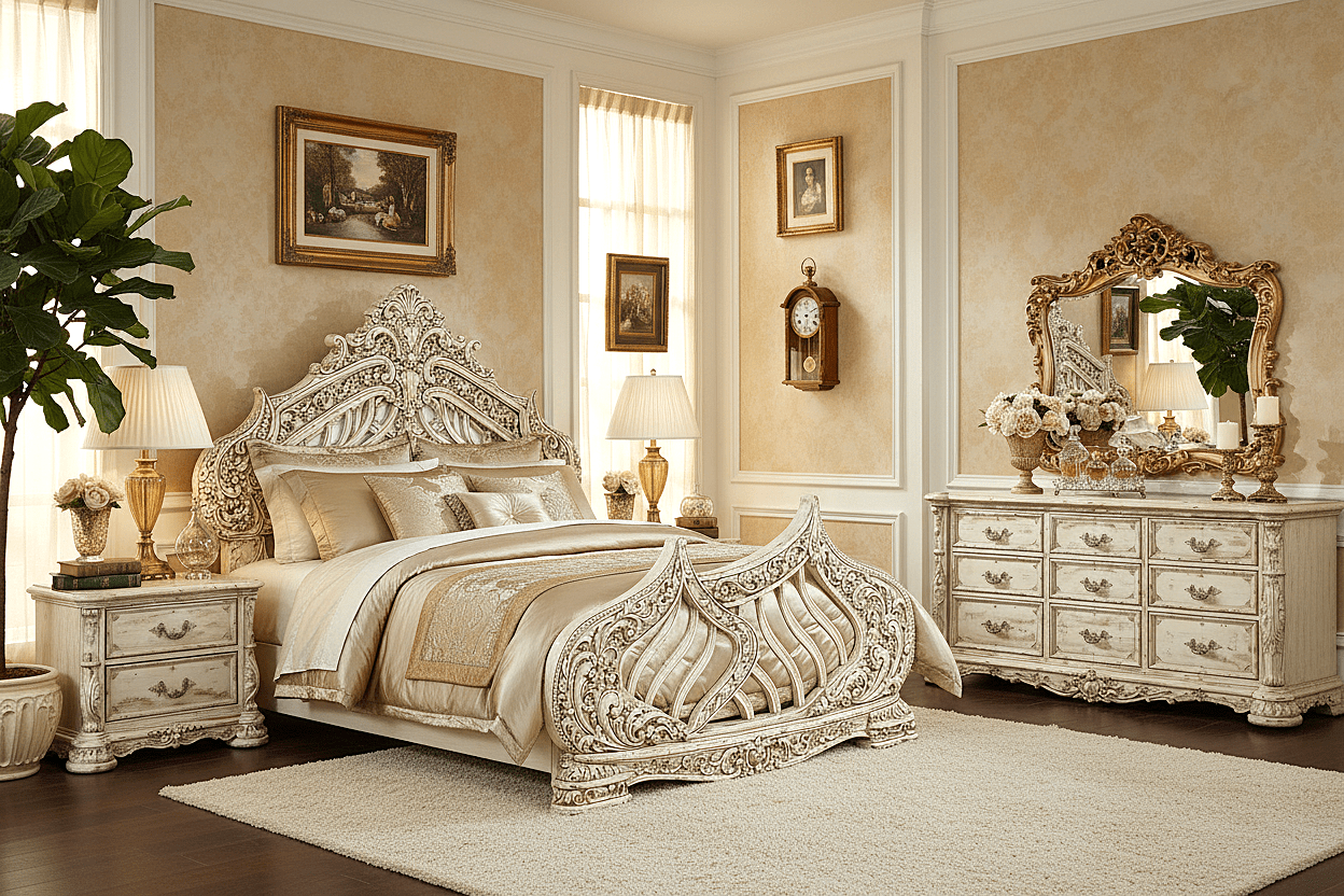 Aurelian Crest™ Hand - Carved Solid Wood Platform Bed & Bedroom Collection – handcrafted solid wood furniture