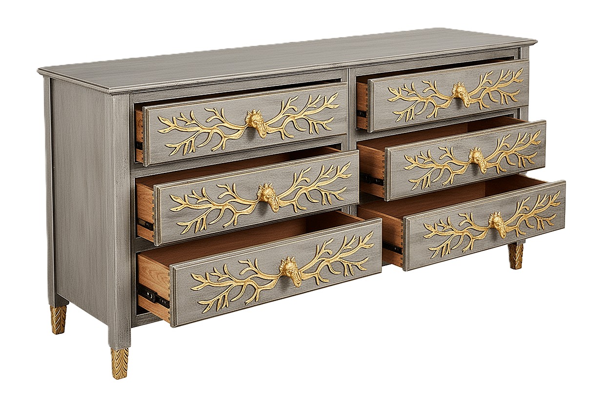 Aurum Arbor Royale™ Hand - Carved Solid Wood Dresser – handcrafted solid wood furniture