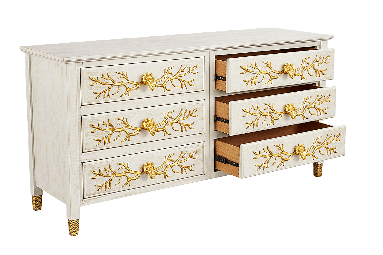 Aurum Arbor Royale™ Hand - Carved Solid Wood Dresser – handcrafted solid wood furniture