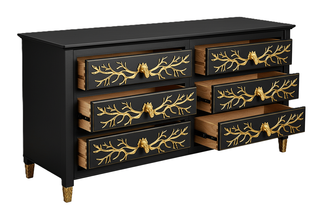 Aurum Arbor Royale™ Hand - Carved Solid Wood Dresser – handcrafted solid wood furniture