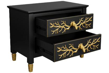 Aurum Arbor Royale™ Hand - Carved Solid Wood Nightstand – handcrafted solid wood furniture